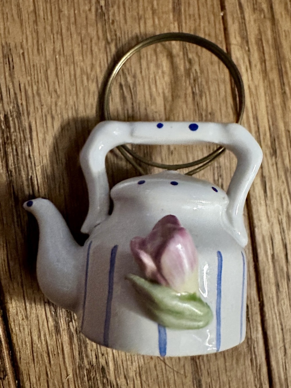KHIEN MINIATURE FLORAL TEAPOT Kettle CERAMIC BLUE Stripe Polka Dot Pink Tulip